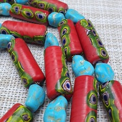 Vintage Venetian Gabri Style Glass Howlite Stone Beaded Necklace