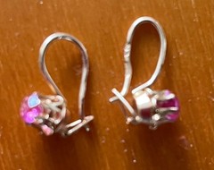 Russian 14k 583 Rose Gold & Gemstone European Earrings – USSR Era