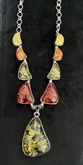 Vintage Necklace & Earrings FAUX Amber Multiple Colors With inclusions