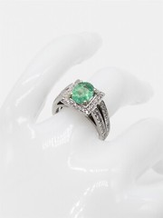 Designer $8000 3.50ct AAA+++ Colombian Emerald Diamond Platinum HALO Ring 10g