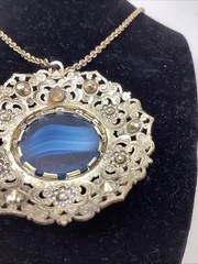 Vintage MCM Domed Necklace Blue Marbled Amazing Necklace – Germany