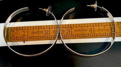 VINTAGE LARGE 925 STERLING SILVER HOOP EARRINGS 2.25 Diameter 18.5 Gr