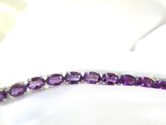 Vintage Sterling Silver 925 Heated African Amethyst Tennis Bracelet 7.5″
