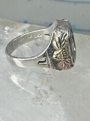 Black Hills Gold Ring onyx horse leaves cowgirl band sterling silver size 6 wome