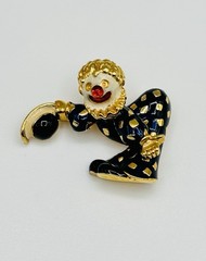 Vintage Jomaz Clown Brooch Pin Signed Whimsical Rare Collectible REPAIR