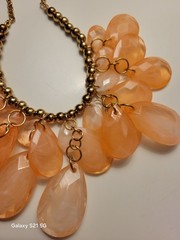 Vintage Beaded Chunky Acrylic Statement Beaded Necklace Earrings