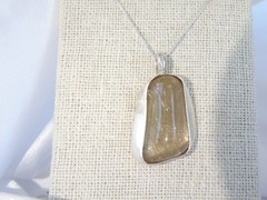 Artisan Sterling Silver 999 Modernist Natural Rutilated Quartz Pendant Necklace