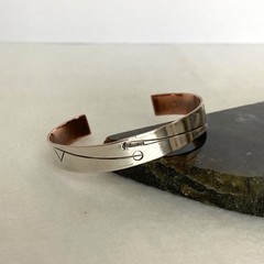 VTG Stuart Nye Sterling Silver 925 Copper Embossed Cuff Bracelet 6.75″