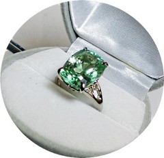 Pretty – Green PERIDOT – Natural Gem – 14k Solid White Gold Mtg. – Certificate
