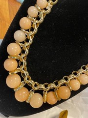Vintage Signed fossil Women’s Champagne glass Bubble Link Necklace gold tone
