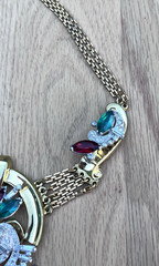 Antique McClelland Barclay Gold Tone Necklace w/ Rhinestone Art Deco 1930s