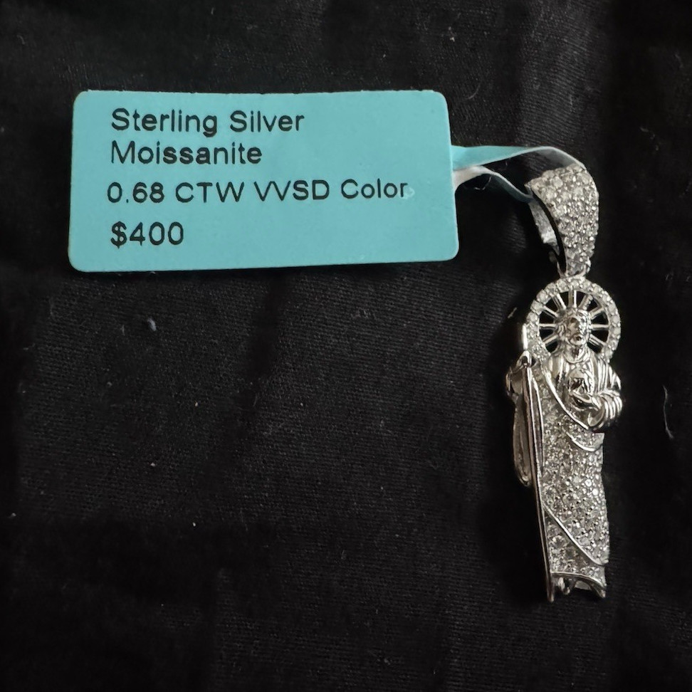 Sterling Silver Moissanite Brooch 0.68ctw White Stone 2in Pin