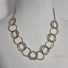Talbots Two-Tone Links Necklace Gold & Silver Interlocking Circles
