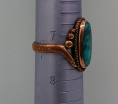Vintage Southwestern Style Pure Copper Size 7 Turquoise Blue Colored Stone Ring