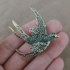 New Collection Dold And Gray Antique Bronze Bird Brooch