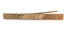 Antique Victorian C Clasp Monogram MJC Etched Wind / Waves Bar Brooch Pin 2.25″