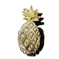 Vintage Signed Liz Claiborne Pineapple Brooch Pin Gold & Silver Toned 2.5 inches