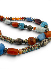 Vintage Himalayan Nepal Tibetan Necklace Turquoise Agate Carnelian Beads 32″