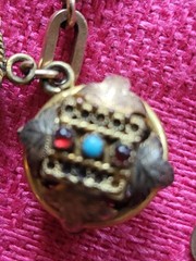 Antique Victorian Gold Filled Book Chain With Etruscan Charms OOAK