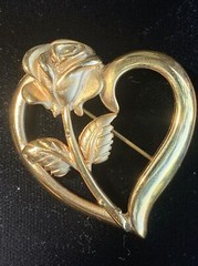 Princess Diana Memorial Heart Rose Brooch Pin Gold Tone Legacy Love RDC ❤️sj3j5