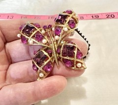 EISENBERG Ice Brooch Pin Large Purple & Pink Butterfly Rhinestone Crystal~Rare