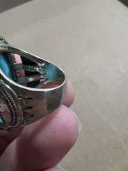 Turquoise Gemstone Vintage Silver 925 BBJ Ring Size 5 1/2 Multi Color Blue Free