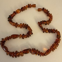 VTG Polished Baltic Amber Alternating Irregular Cognac Beads 22”Necklace 38g