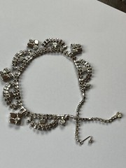 Vintage Elegant Draping Clear Rhinestone Silvertone Choker Necklace – 15.5 inche