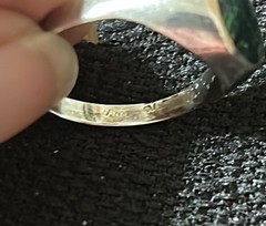 Vintage 925 Sterling Silver Signet Style Ring With Malachite Size 8.5