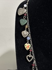 Vintage Unique Charm Necklace Eclectic Hearts Cherubs Angels Victorian Boho 30”