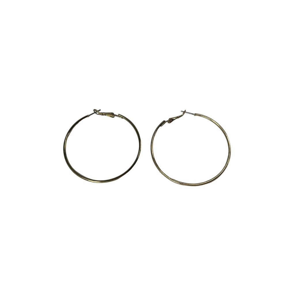 Large Goldtone Hoop Earrings Pierced Vintage Gold Tone 56126