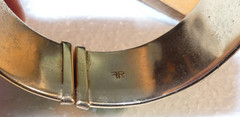 Vintage Francesca Romana Diana Enamel Rutilated Quartz Cabochon Clamper Bangle
