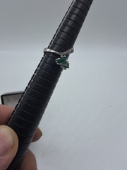 Vintage 850 Platinum Emerald and Diamond Bypass Ring Sz 6