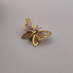 Beautiful Vintage Monet Gold Delicate Butterfly Pin, Signed, Secure Clasp