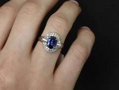 Fine 2.37ct GIA Madagascar Sapphire & 0.54ct Diamond Platinum Ring Size 6.75