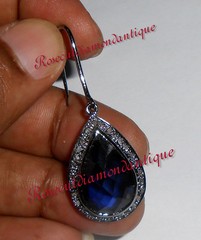 LATEST 0.66ct ANTIQUE ROSE CUT DIAMOND SILVER 925 SAPPHIRE VINTAGE LOOK EARRINGS