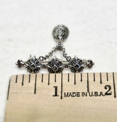 Vintage 925 Sterling Silver Marcasite Floral Bar Brooch w/Pendant Estate Find