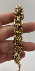 Vintage Bracelet Chunky Gold Tone Multi Color Cabochon Curb Link Safety Chain