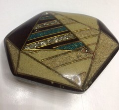 Abstract Lucite Acrylic Pin Brooch Hexagon Shaped 1 7/8 Inch x 1 7/8 Inch Vtg