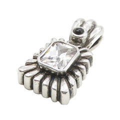 925 Sterling Silver Vintage Sparkling Cubic Zirconia & Onyx Pendant PT14004