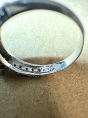 Vintage India Natural Black & White Diamond Sterling Silver 925 Ring Size 8