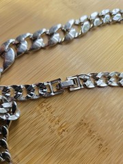 Monet Signed Cuban Link Silver Tone Chain Necklace 18″