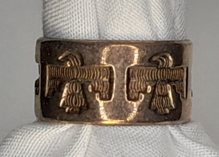 Bell Thunderbird Copper Ring -Stamped Bell Solid Copper – Size 6 – Wide Band
