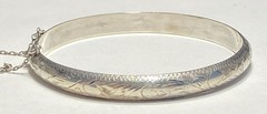 Vintage 925 Sterling Silver Hinged Bangle Bracelet 2.25″ Diameter, 8.1 grams
