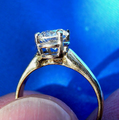 EARTH MINED DIAMOND Deco Engagement RING Vintage Estate Solitaire SOLID 14K GOLD