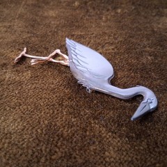 Vintage Marc Shields Pewter Brooch Pin Crane Bird Animal 3″