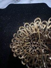 Vintage Monet Brooch Modernist Pallazo 1968 Signed 2.75” Gold Tone Book Piece