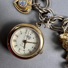 Vintage Kirks Folly Charm Bracelet Watch Angels Hearts Works! AS IS q3z
