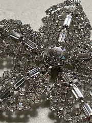 Vintage Hollywood Regency Rhinestone Star Brooch Atomic Baguette Pin 3” 50s 24g