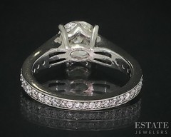 Antique 19k White Gold OEC 1.37ct Diamond & Blue Sapphire Engagement Ring i18999